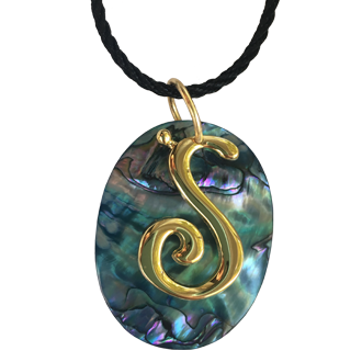 Gold S Pendant Necklace w Colored Stone