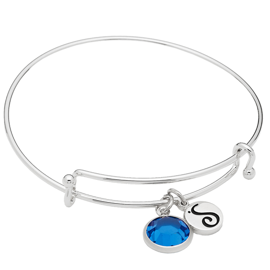 Soroptimist Expandable Bracelet with Sapphire Charm: Silver