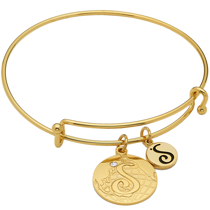 Soroptimist Expandable Bracelet with Globe Charm: Gold