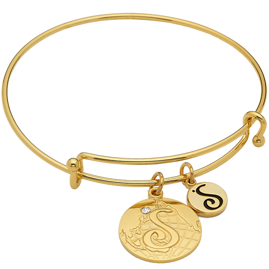 Soroptimist Expandable Bracelet with Globe Charm: Gold