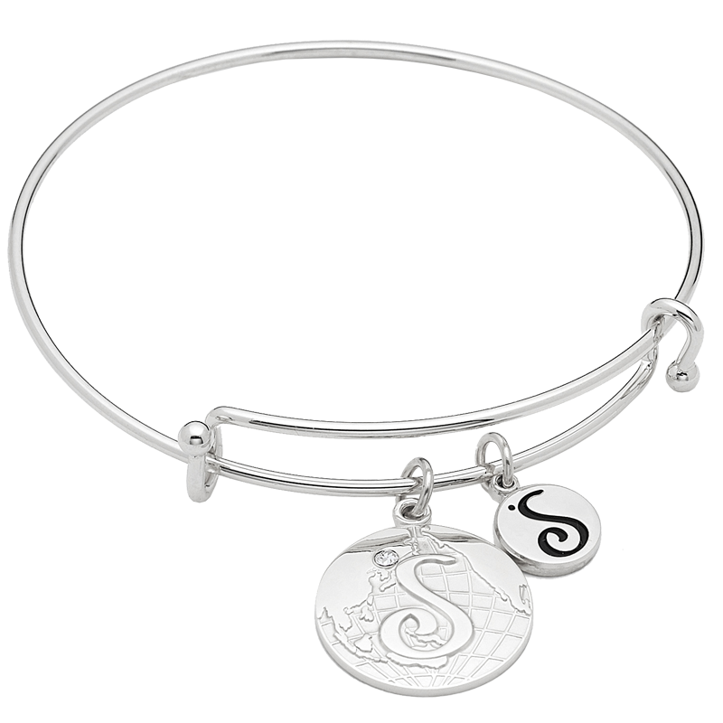 Soroptimist Expandable Bracelet with Globe Charm: Silver